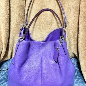 Coach Purple Pebbled Leather Hobo Shoulder Bag